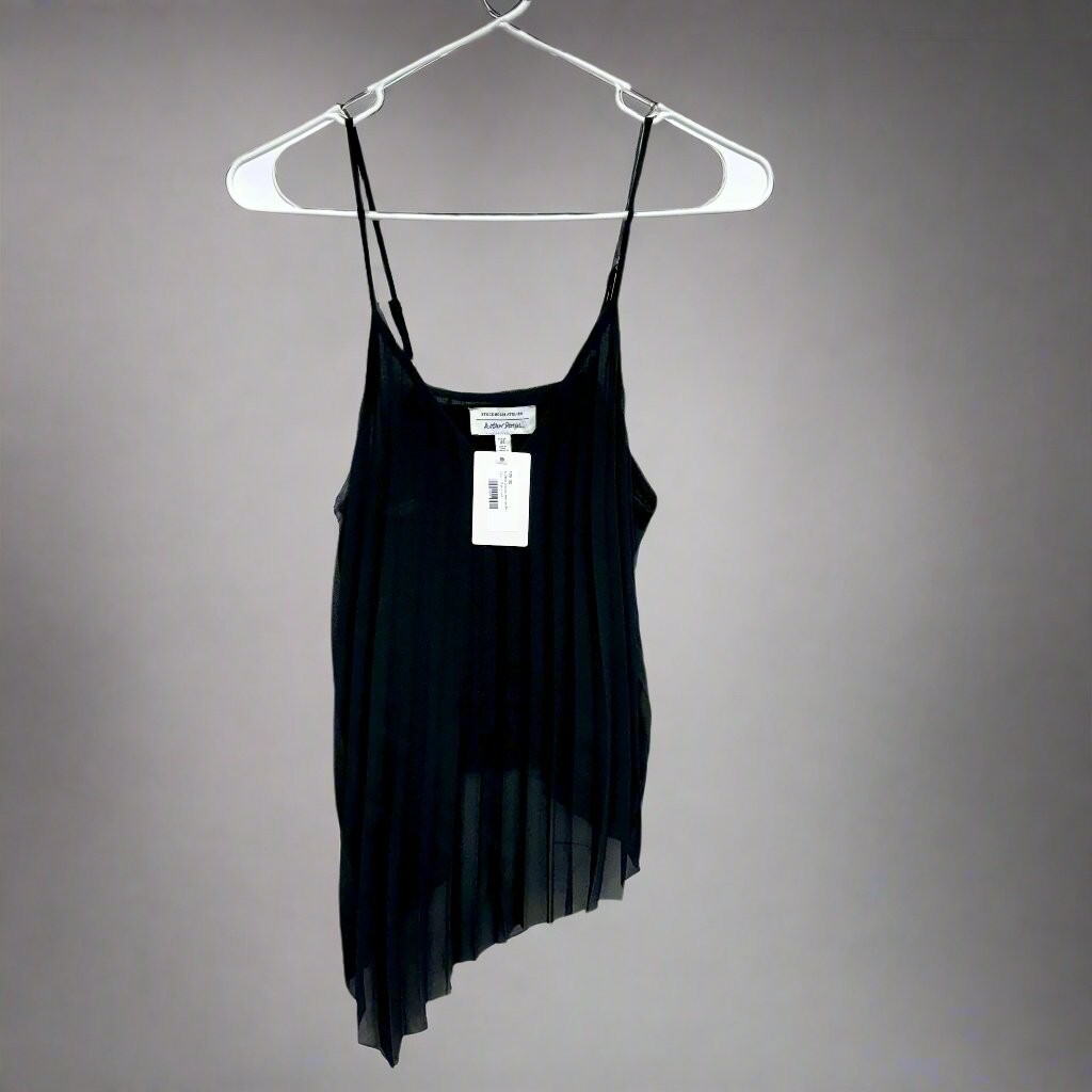 ALTRA & Other Stories canotta donna taglia 4 asimmetrica chiffon plissettata nera scollo a V