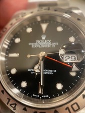 ROLEX EXPLORER II 40MM 16570 Z NO HOLES BLACK DIAL STAINLESS STEEL GMT WATCH 8