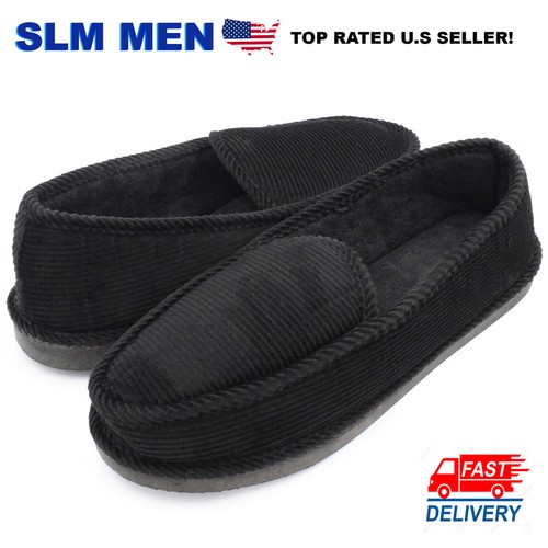 black corduroy house slippers