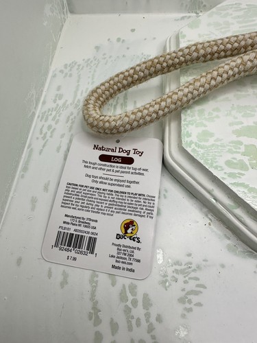 Buc-ee's Natural Tug-of-War Dog Toy Durable Rope for Interactive Play Log 🪵 - Picture 3 of 6