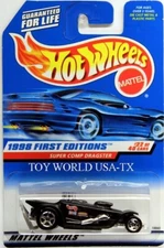 1998 Hot Wheels #655 First Editions Super Comp Dragster 3-Tampo on blue car card