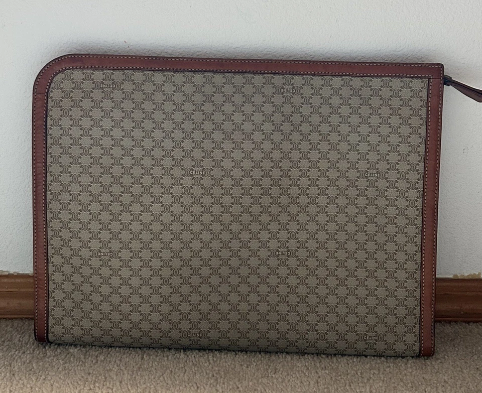 Estuche de documentos grande vintage Celine Macadam beige (con manchas en el interior) Foto 2 de 4