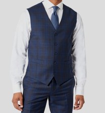 Tallia Men's Blue Slim-Fit Plaid Print Wool-Blend Suit Vest Size M