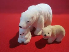 Vintage flocked Polar Bear family figurine toys