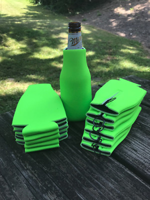12 Neon Green Blank Foam ZIPPER Longneck BOTTLE Holders