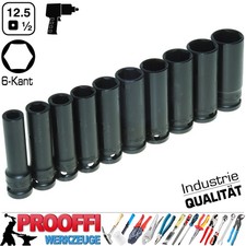 Schlagschrauber Stecknuss 10-tlg Steckschlüssel 1/2 Kraft Nuss Set 10-24 mm Lang