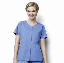 Wink Wonderwork 200 Snap Front Womens Tag Free Scrub Jackets, 3x-large, Blue