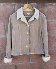 San Joy Women’s Corduroy  Sherpa Lining Jacket Tan/beige Super Clean