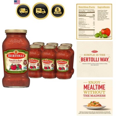 Tomato Basil Pasta Sauce Spaghetti Sauce 6 Pack 24 oz