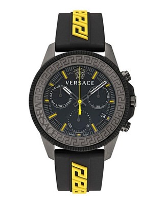 Versace Mens  IP Gunmetal 45mm Strap Fashion Watch
