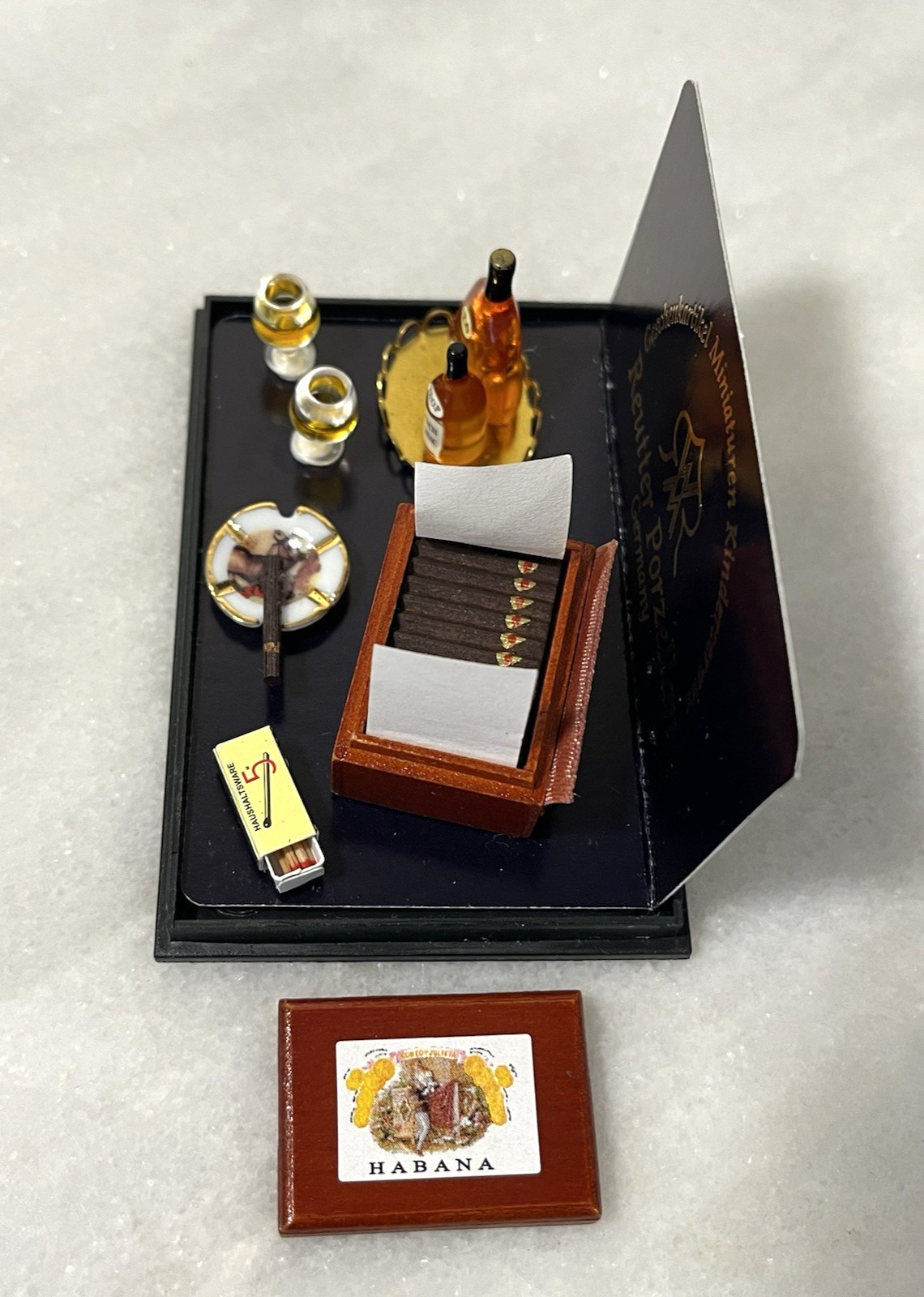 Reutter Porcelain Germany Dollhouse Miniature Cognac & Cigar Set HTF 1:12