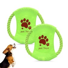 Dog Rope Toys, 2Pc Flying DiscShaped Dog Fetch Toy for Boredom, Cotton Rope D...