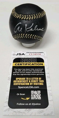 Al Kaline Signed Auto Rawlings Official Black Major League Baseball JSA COA