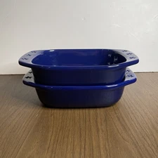 Chantal Cobalt Blue Stoneware Casserole Dish 1.75 Qt 1.6 Lt Oval Bakeware X2