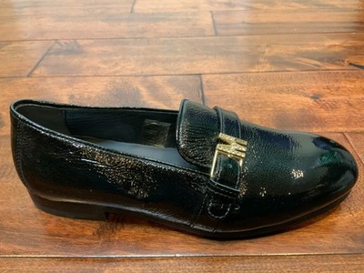Moschino M Jewel Black Patent Leather Loafers, Size 36 | 5