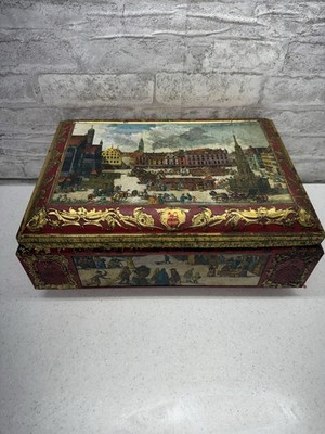 Vintage E. Otto Schmidt Large Biscuit Cookie Tin Box W. Germany 2000 Nuremberg