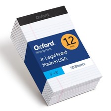 5 x 8 Legal Pads, 12 Pack, Narrow Ruled, White Paper, 50 Sheets Per Writing Pad,