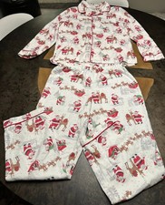 POTTERY BARN KIDS ADULT WOMENS M PAJAMA SET CHRISTMAS HOLIDAY SANTA