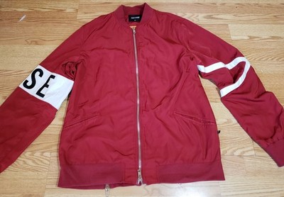 Cease & Desist Red Bomber Jacket Mens XXL Streetwear Remove Before Flight CEA...