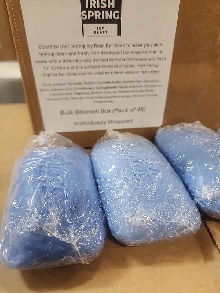 48x Irish Spring Original Icy Blast Desodorante em Barra Sabonete Hotel (Lote a Granel de 48) - Imagem 4 de 4