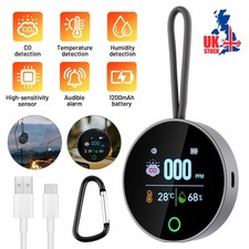 Carbon Monoxide Detector CO Alarm Outdoor Temperature Humidity Monitor Portable