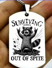Raccoon Scream Out Of Spite Funny Cute Animal Stainless Steel Keychain Pet