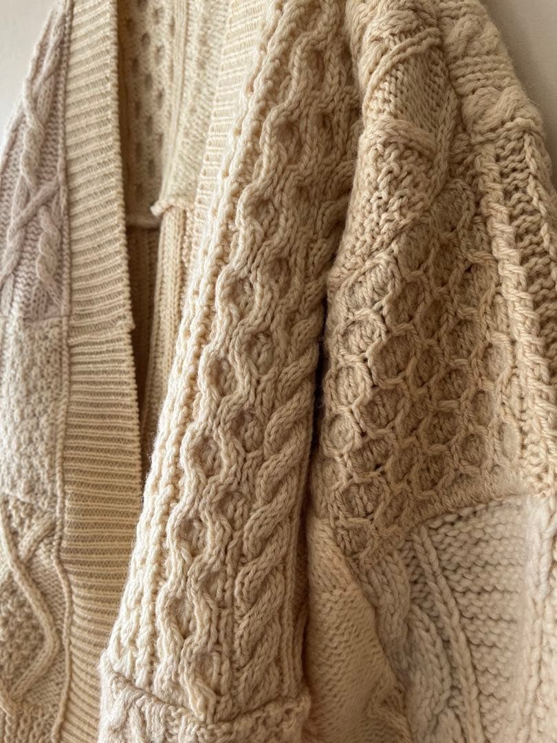 oval vintage remake patch work aran cardigan - image 3