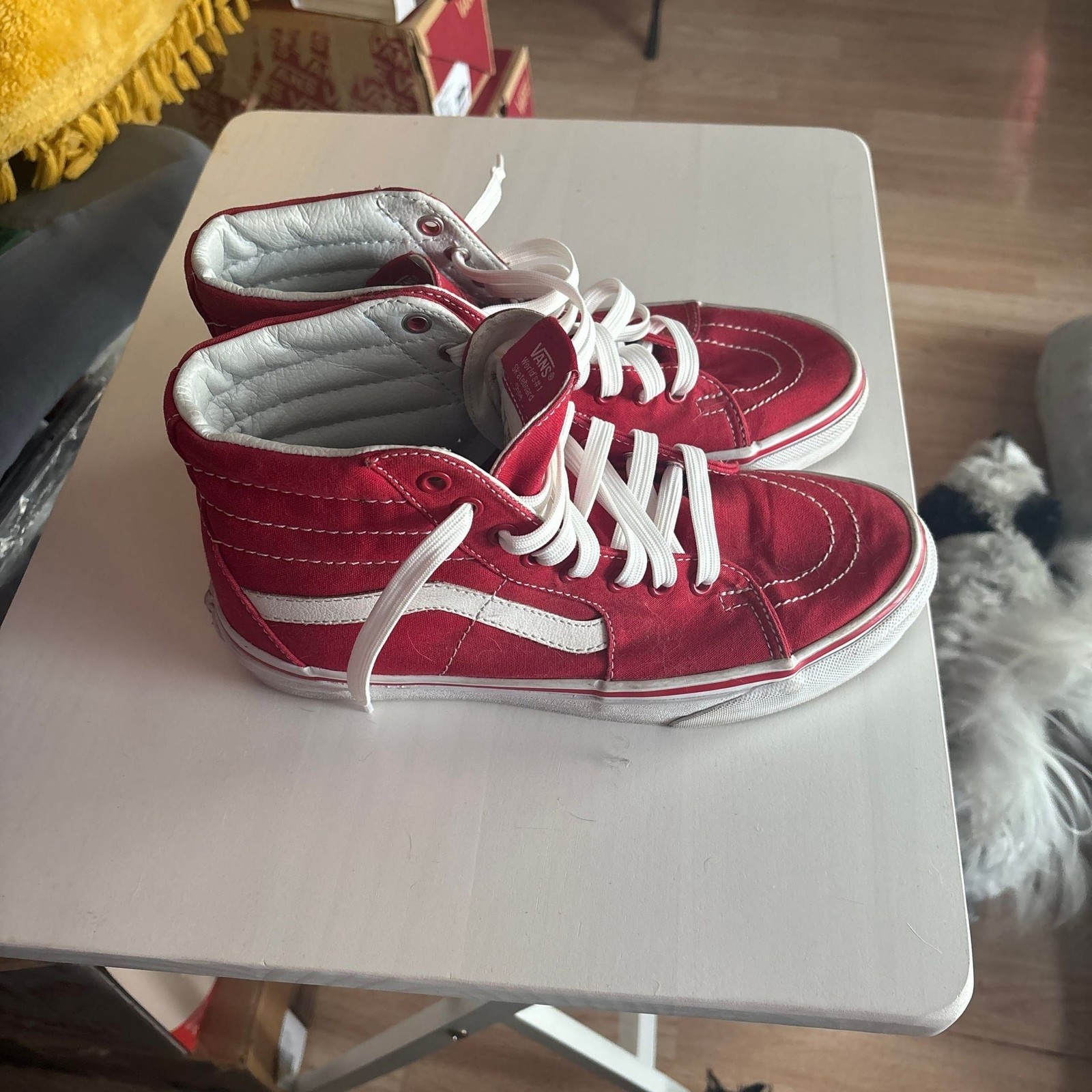 Vans Classic Off The Wall High Red White Skateboard Shoes Skater Size M 7.5/ W 9