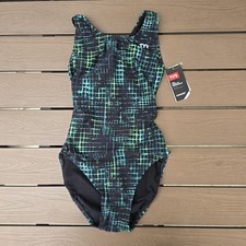 TYR Women's Durafast Atrix Green/black Maxfit 1 piece Swimsuit Sz 32 NEW