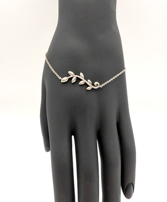 Tiffany & Co. Paloma Picasso signed Olive Leaf .925 Sterling Cable Bracelet 7''