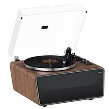 All in One Vinyl Record Player,Bluetooth Turntable Built 4 Walnut Wood