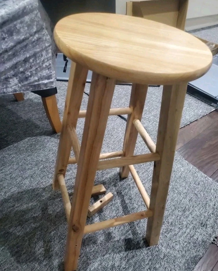 Solid Wood Stool/Lamp Table/Plant Stand/Rustic/Hand Carved/Waxed 60hx30x30cm - Image 4 of 4