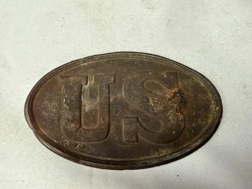 Original US Civil War Union Federal Cartridge Box Plate Relic Dug