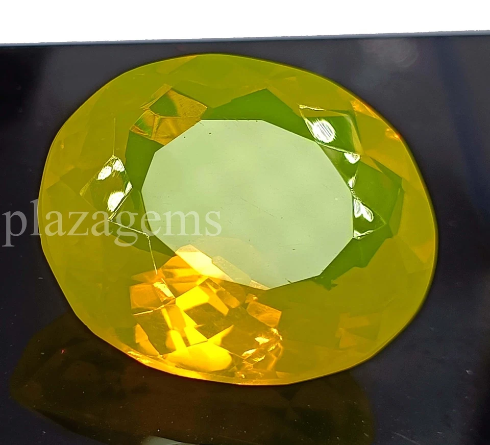 EGL Certified 95.30 Ct Lab Created Yellow Opal | Oval Cut Loose Stone 5ARI - Image 3 of 4