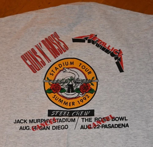 GUNS N ROSES + METALLICA concert tour tee shirt 1990s vintage concert t-shirt, vintage, size XXL, single stitch, B+ condition
