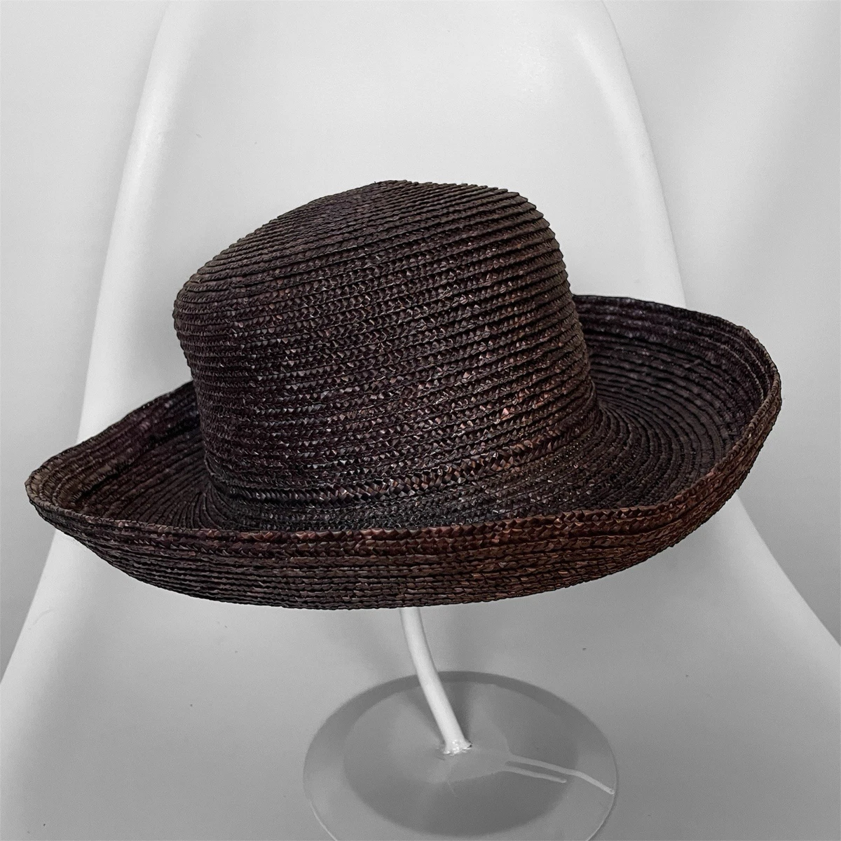 Vintage Eric Javits Straw Sun Hat 8 Jeweled Cabochons Black Ribbon Eric Javits Straw Casual Hats for Women for sale | eBay main image 4