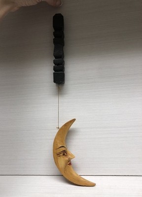 VTG Hand Carved Painted Anthropomorphic Unique Hanging Moon Face 