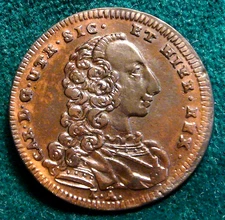 KINGDOM OF NAPLES CHARLO DI BORBONE 9 HORSES (TORNESE 1 AND A HALF) 1756 EXCELLENT R 2