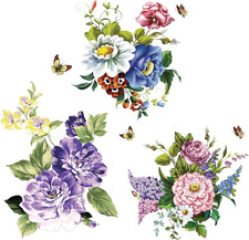 3 Pcs Flowers Wall Stickers Wall Decals Peel and Stick for Room Decorations Livi