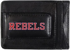 University of Mississippi Rebels Ole Miss Black Leather Wallet, Front Pocket...