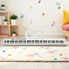 88-Key Folding Semi-Weighted Digital Piano Keyboard - Sustain Pedal Bag White