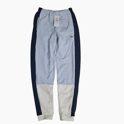 NEW Lacoste Mens Colorblock Jogger Sweatpants Light Blue Navy White XH1300 XXS