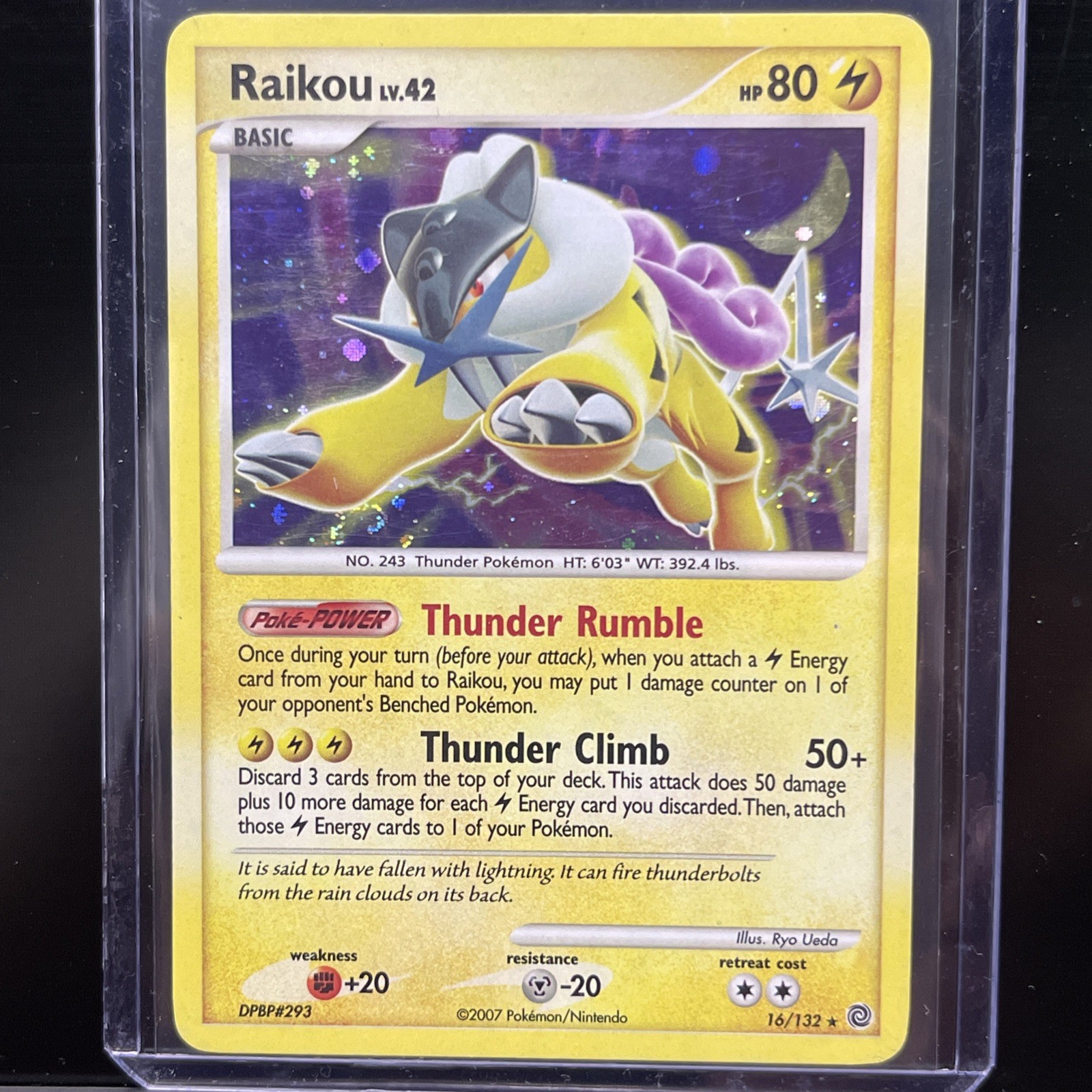 Raikou 16/132 Secret Wonders 2007 Holo Rare Pokémon Card TCG Semi Swirl