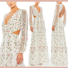 NEW MAC DUGGAL 16 35107 Long Sleeve Embellished Cut Out A Line Gown S1531