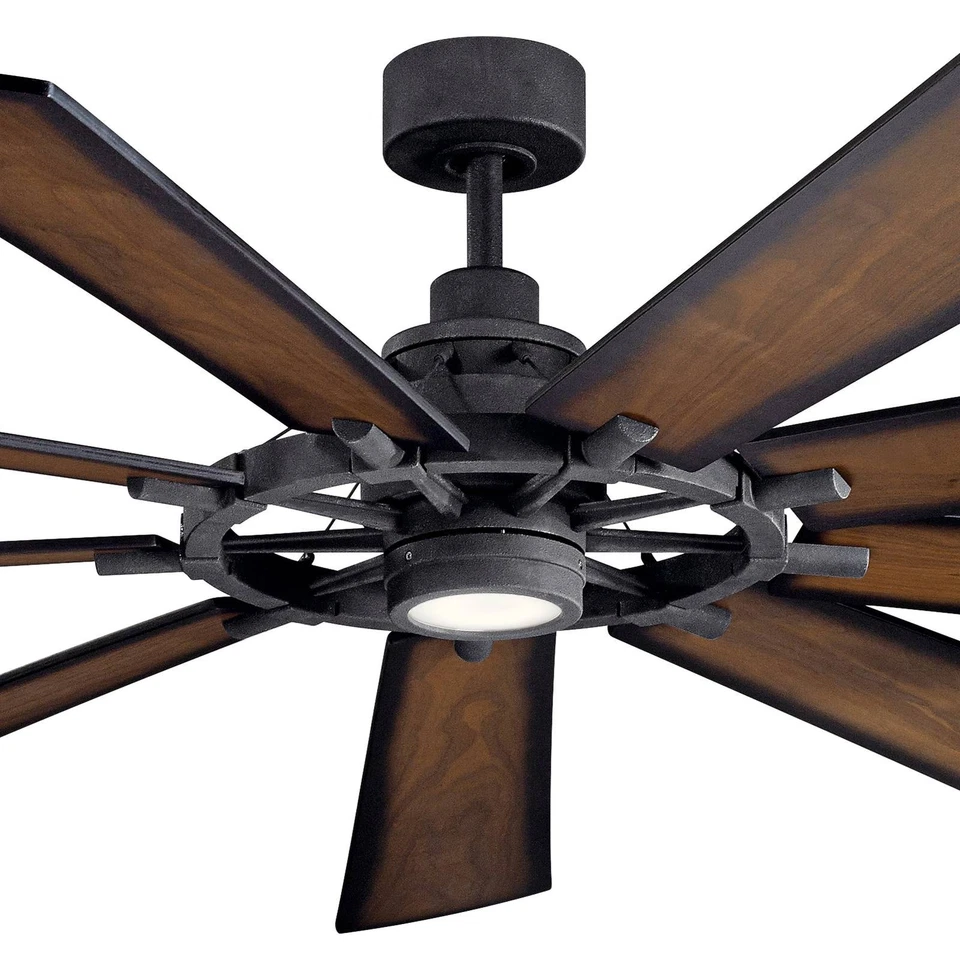85" Kichler Gentry Distressed Black LED Ceiling Fan - Image 2 of 2