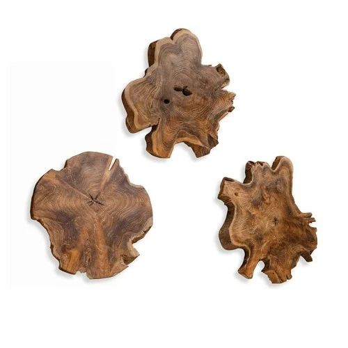 UTTERMOST 4085 KALANI INDOOR OUTDOOR TEAK WOOD LIGHT HONEY WALL ART SET OF 3 - Picture 1 of 6