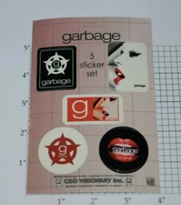 Garbage Rock Band Music Group 2002 Licensed 5-Piece Collectible Sticker Set