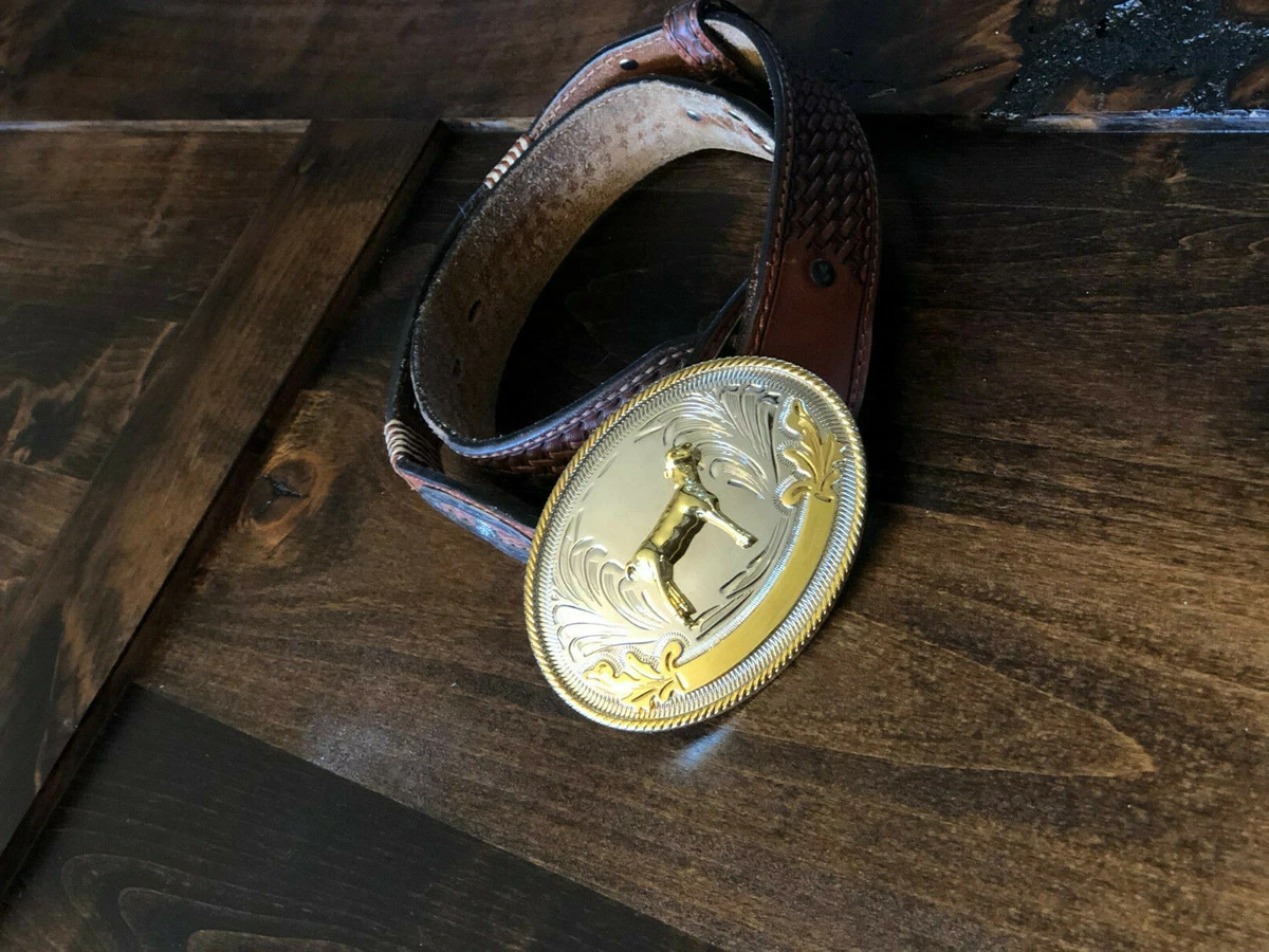 Antique Brass Removable Belt Buckle, Bronco Belt Buckle - Iron