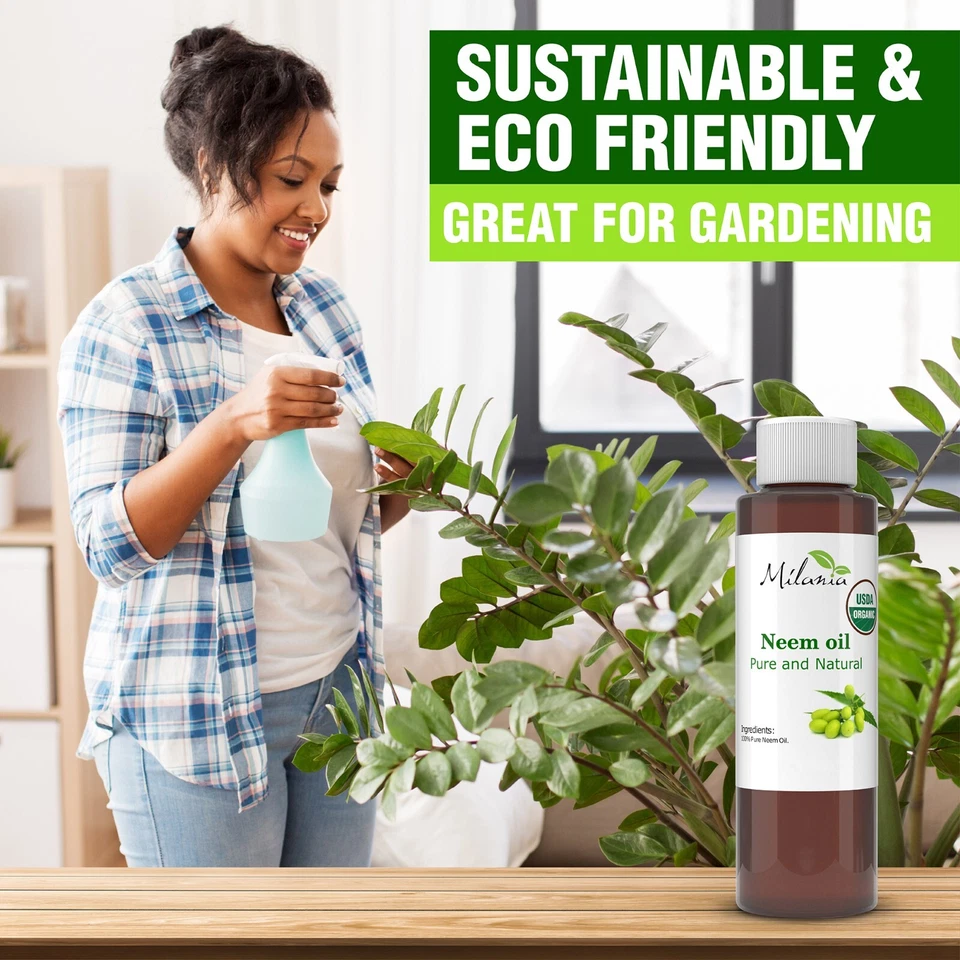 Aceite de Neem Premium Orgánico - Virgen, Prensado en Frío, Sin Refinar 100% Puro Foto 2 de 4