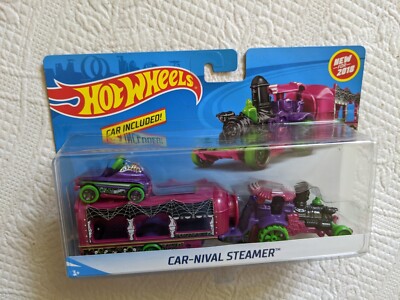 Hot Wheels Super Rigs Car-Nival Steamer Circus Train Track Trailer